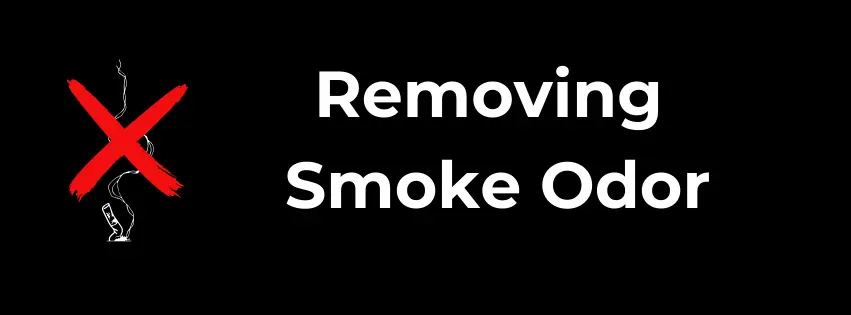 Smoke odor text over black with a cigarette